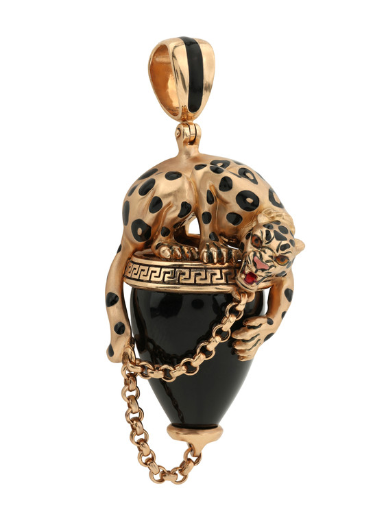 Подвеска из золота c эмалью и ониксом