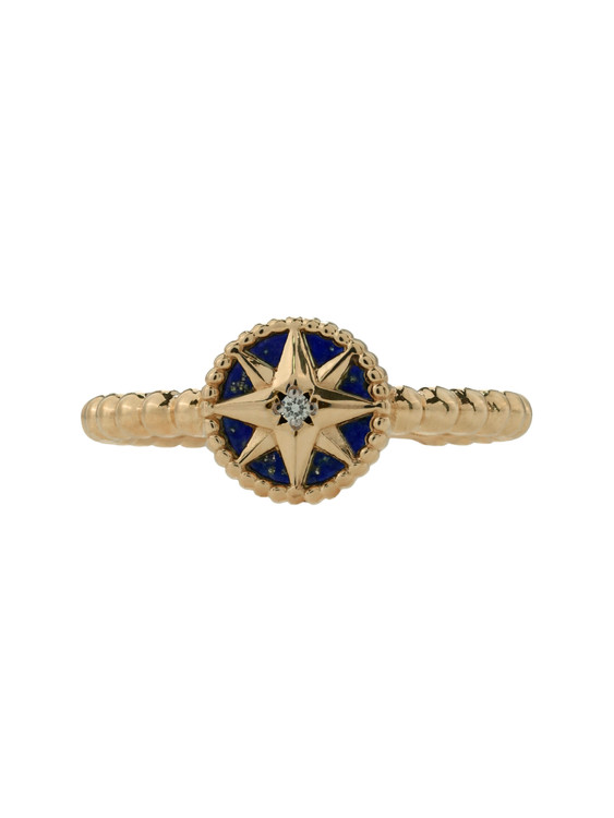 Кольцо из лимонного золота c бриллиантами и лазуритом