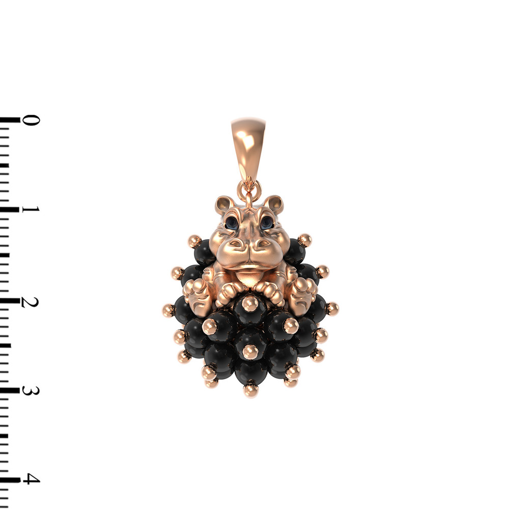 Подвеска из золота c эмалью и ониксом