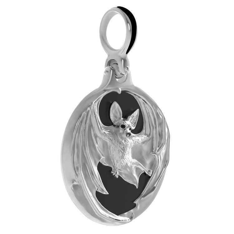 Подвеска из белого золота c эмаль и ониксом