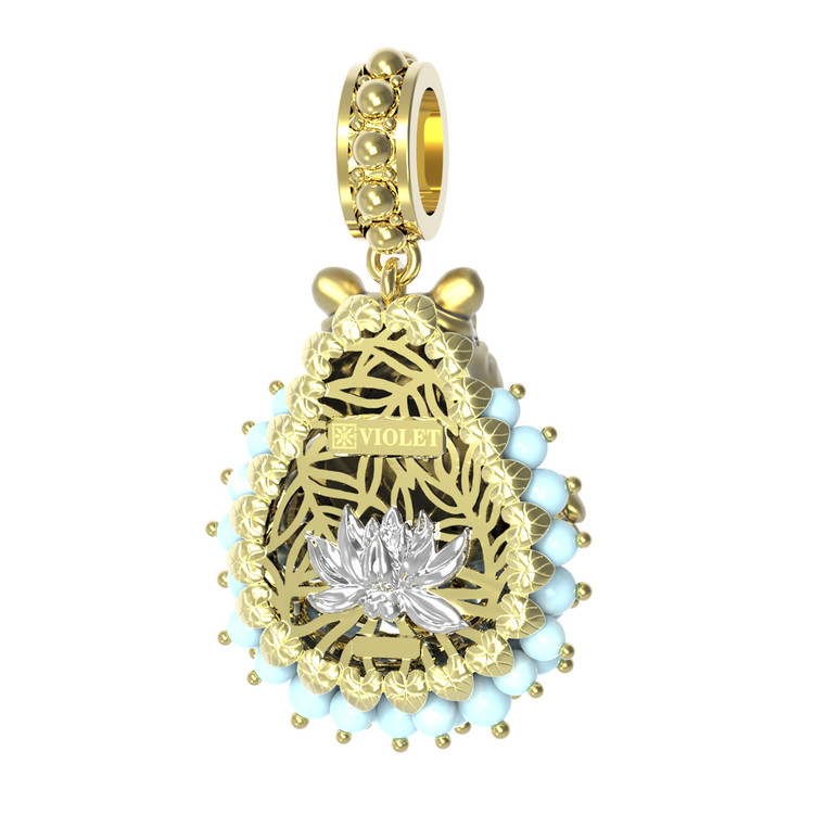 Подвеска из лимонного золота c эмалью и бирюзой