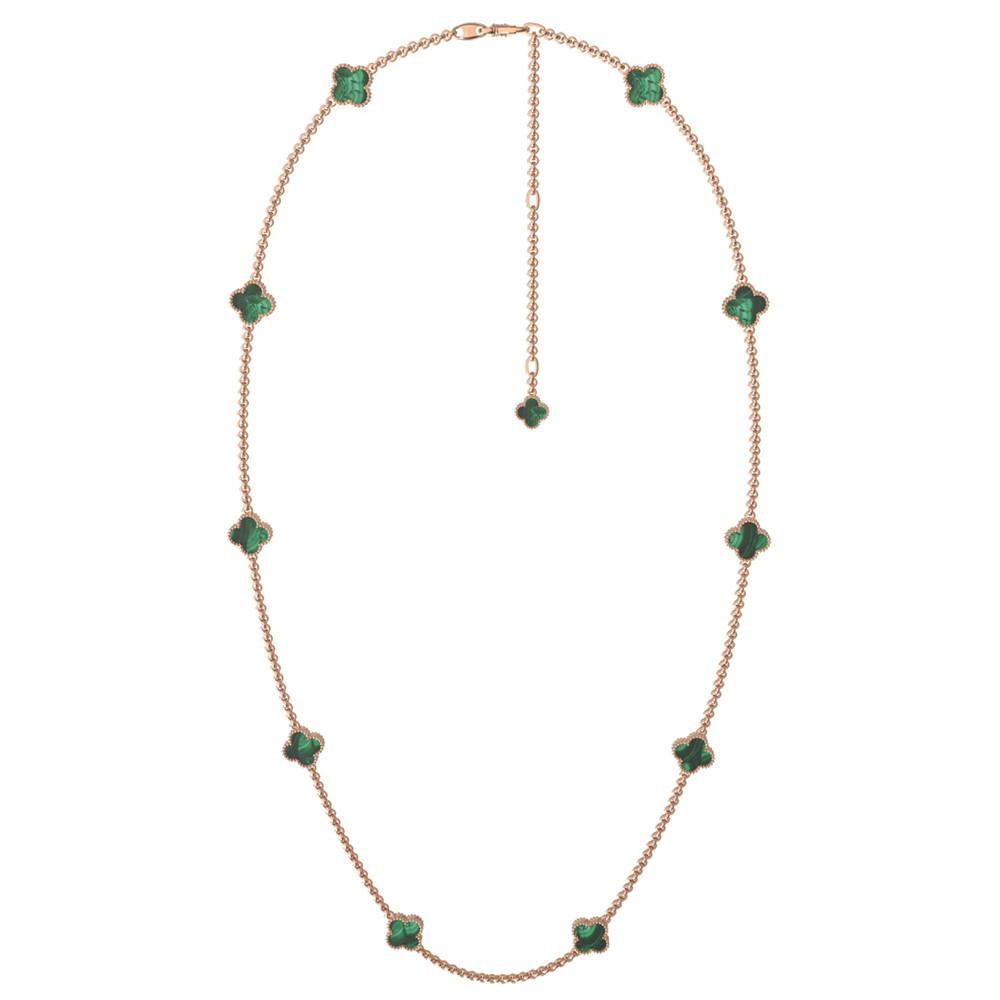 Колье из золота c малахитом