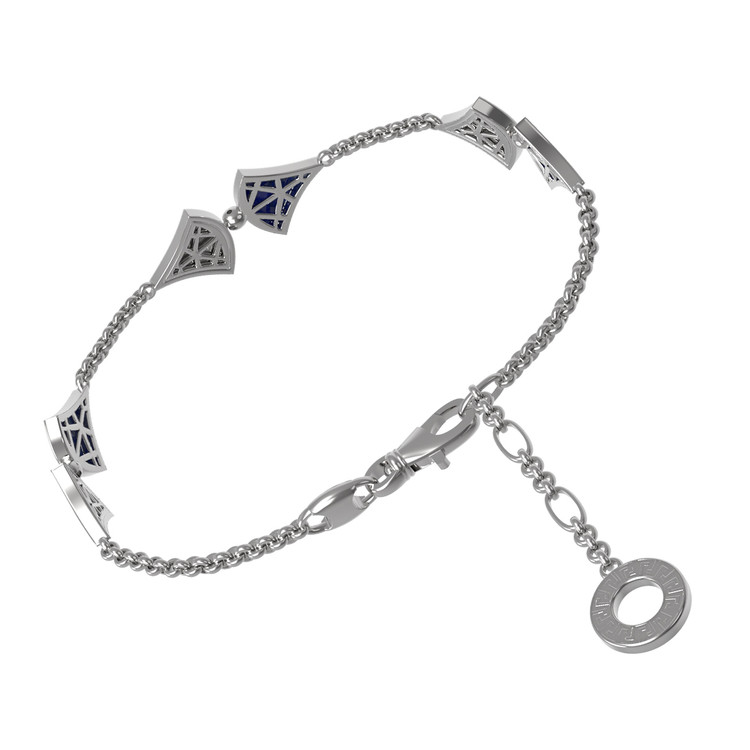 Браслет из белого золота c бриллиантами и лазуритом