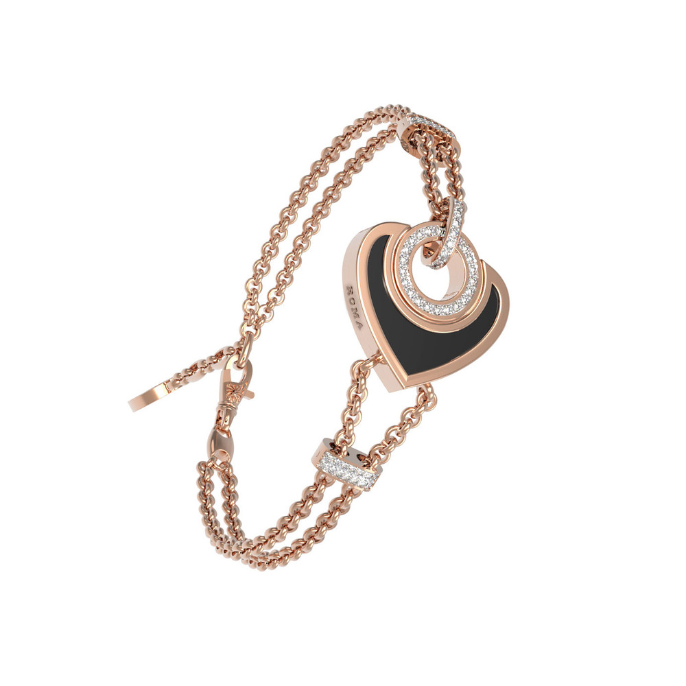 Браслет из золота c бриллиантами, ониксом и перламутром