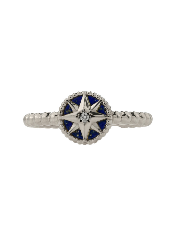 Кольцо из белого золота c бриллиантами и лазуритом