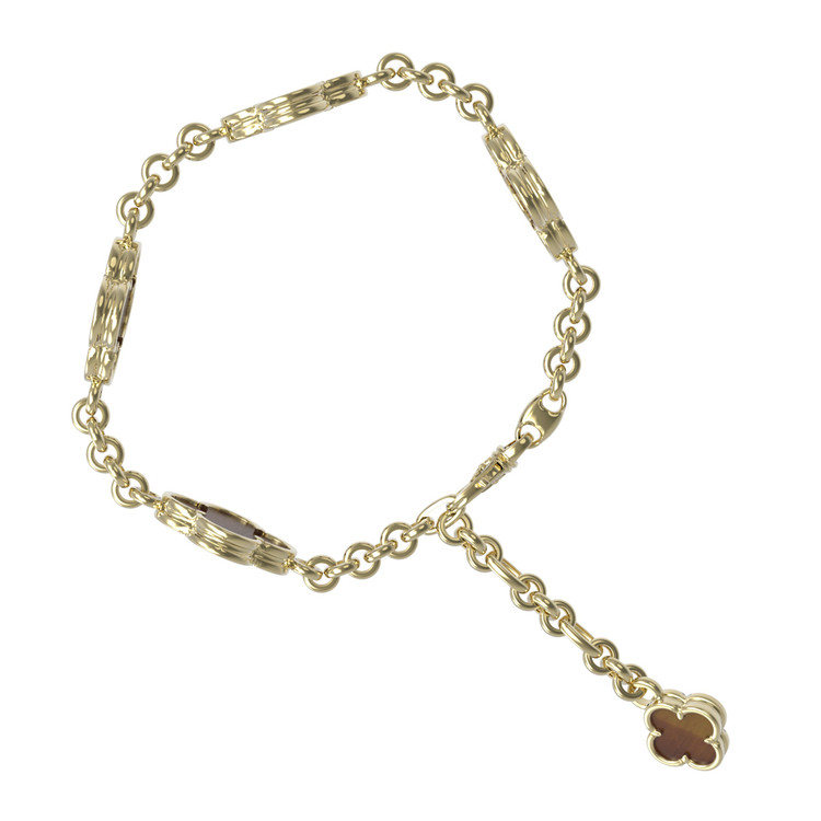 Браслет из лимонного золота c тигровым глазом