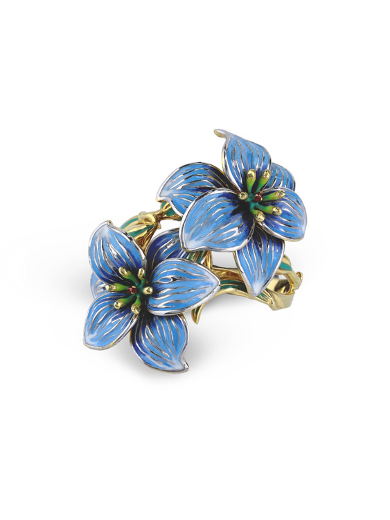 Кольцо из лимонного золота c эмаль