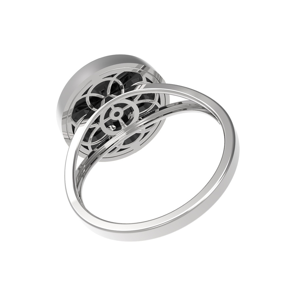 Кольцо из белого золота c бриллиантами и ониксом