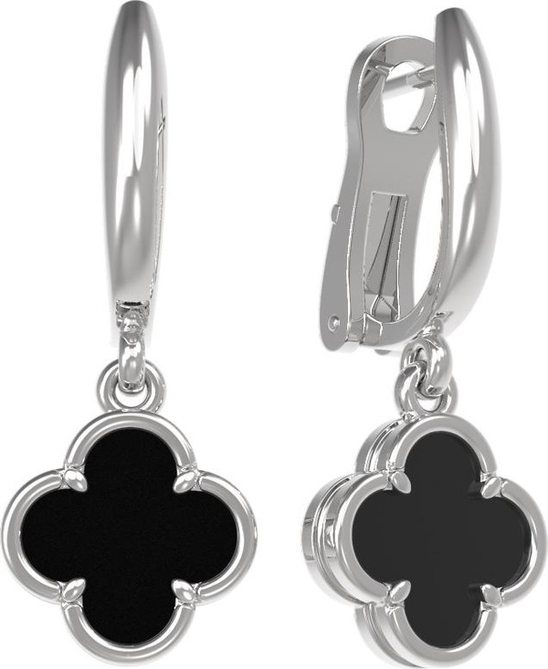 Серьги из белого золота c ониксом