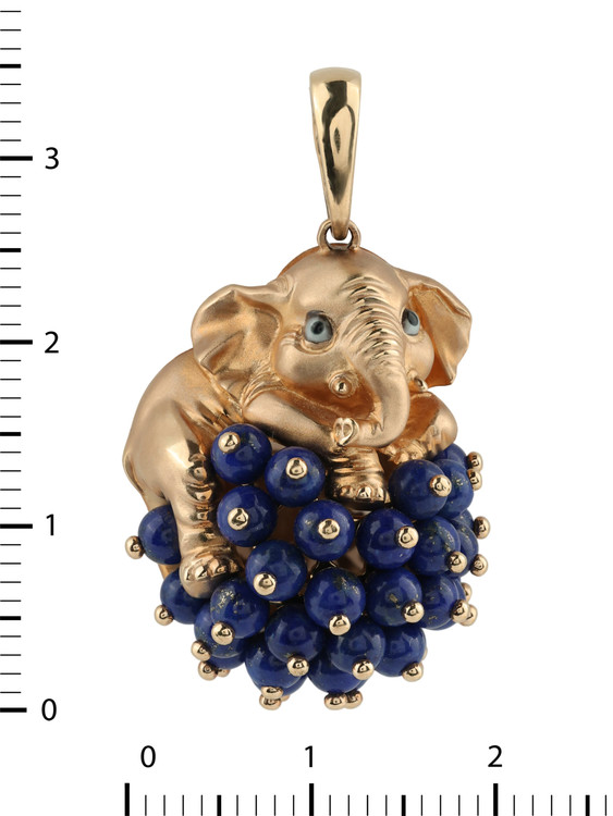 Подвеска из золота c эмаль и лазуритом