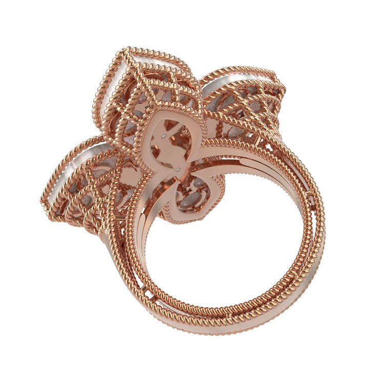 Кольцо из золота c бриллиантами и перламутром