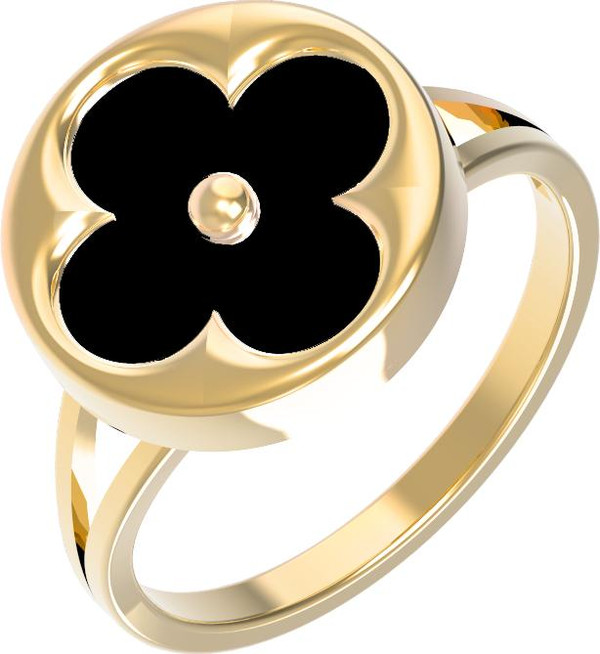 Кольцо из лимонного золота c ониксом