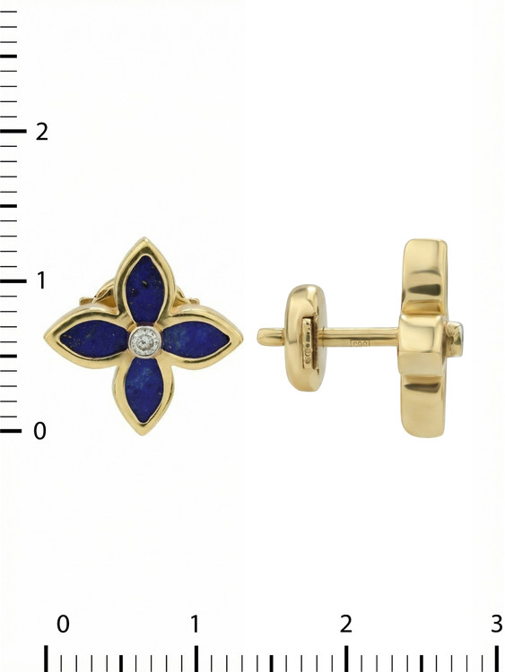 Серьги из лимонного золота c бриллиантами и лазуритом