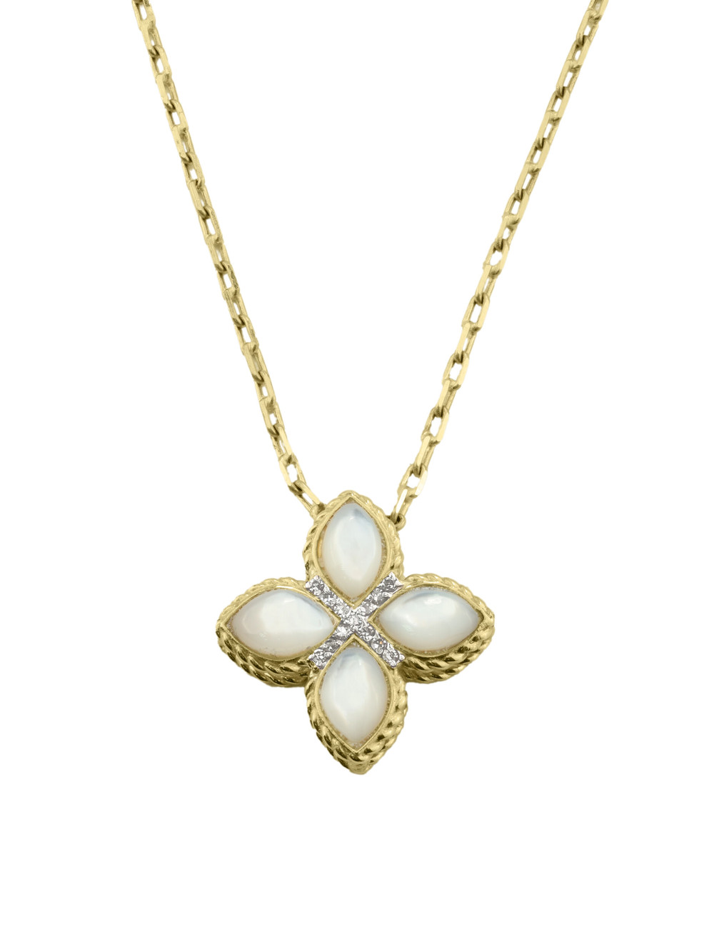 Колье из лимонного золота c бриллиантами и перламутром
