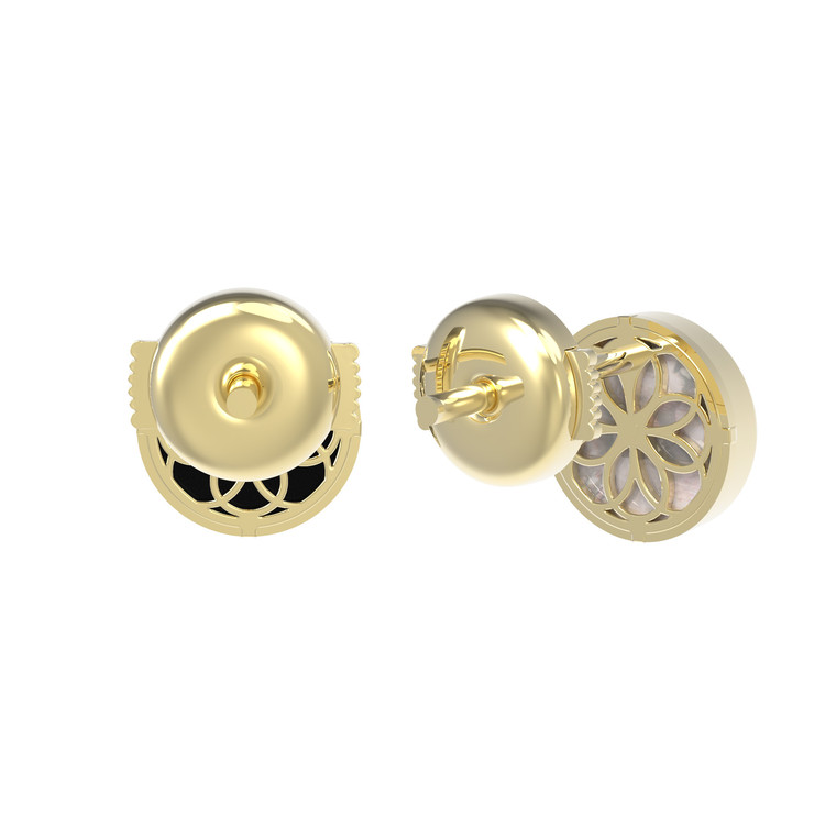 Серьги из лимонного золота c ониксом и перламутром