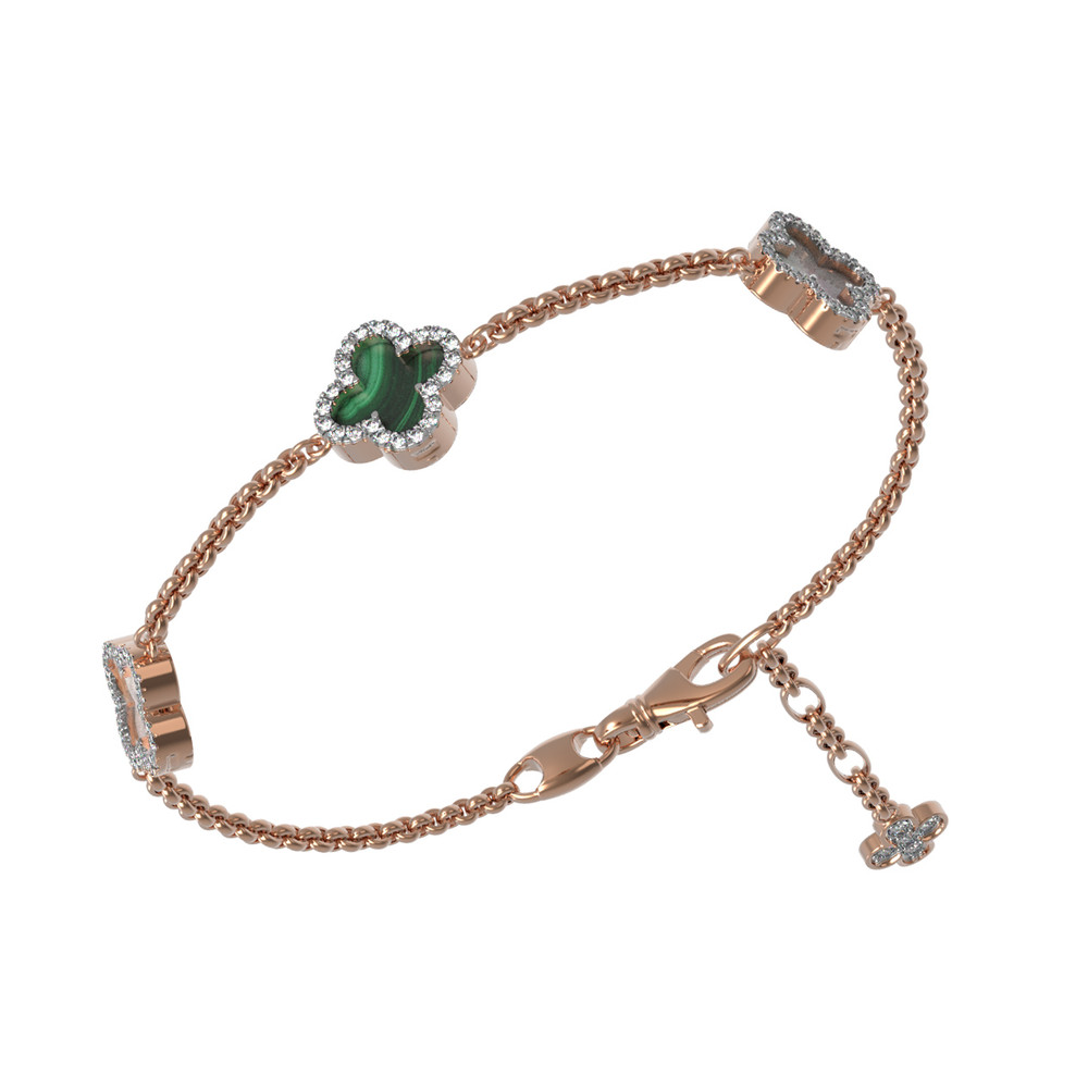 Браслет из золота c бриллиантами, малахитом и перламутром