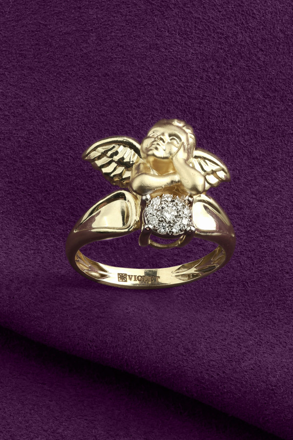 Кольцо из лимонного золота c бриллиантами