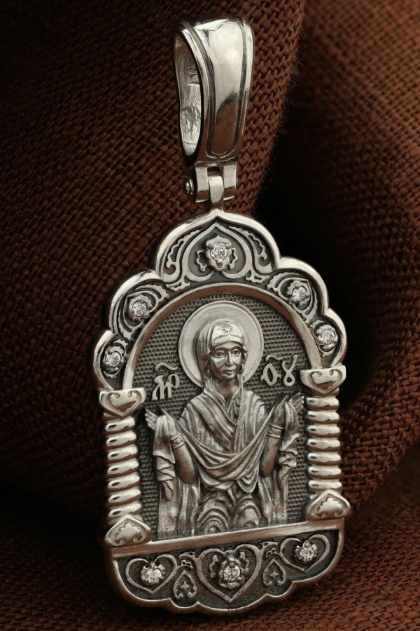 Образок из белого золота c бриллиантами