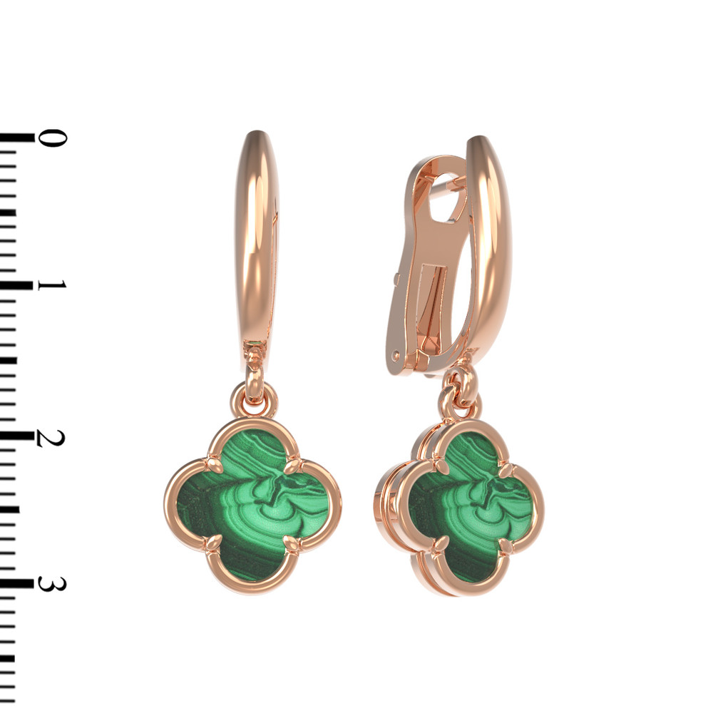 Серьги из золота c малахитом