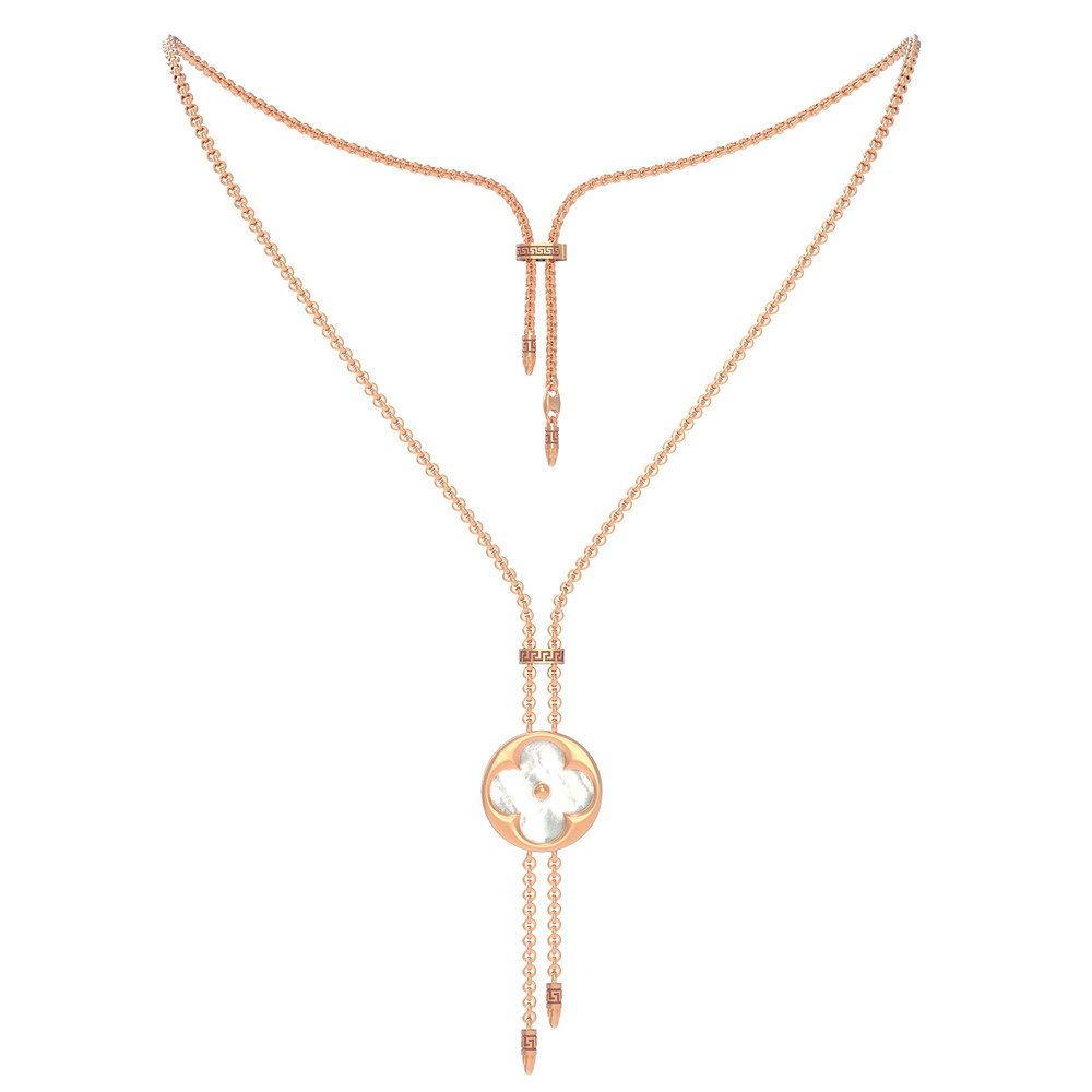 Колье из золота c тигровым глазом и перламутром