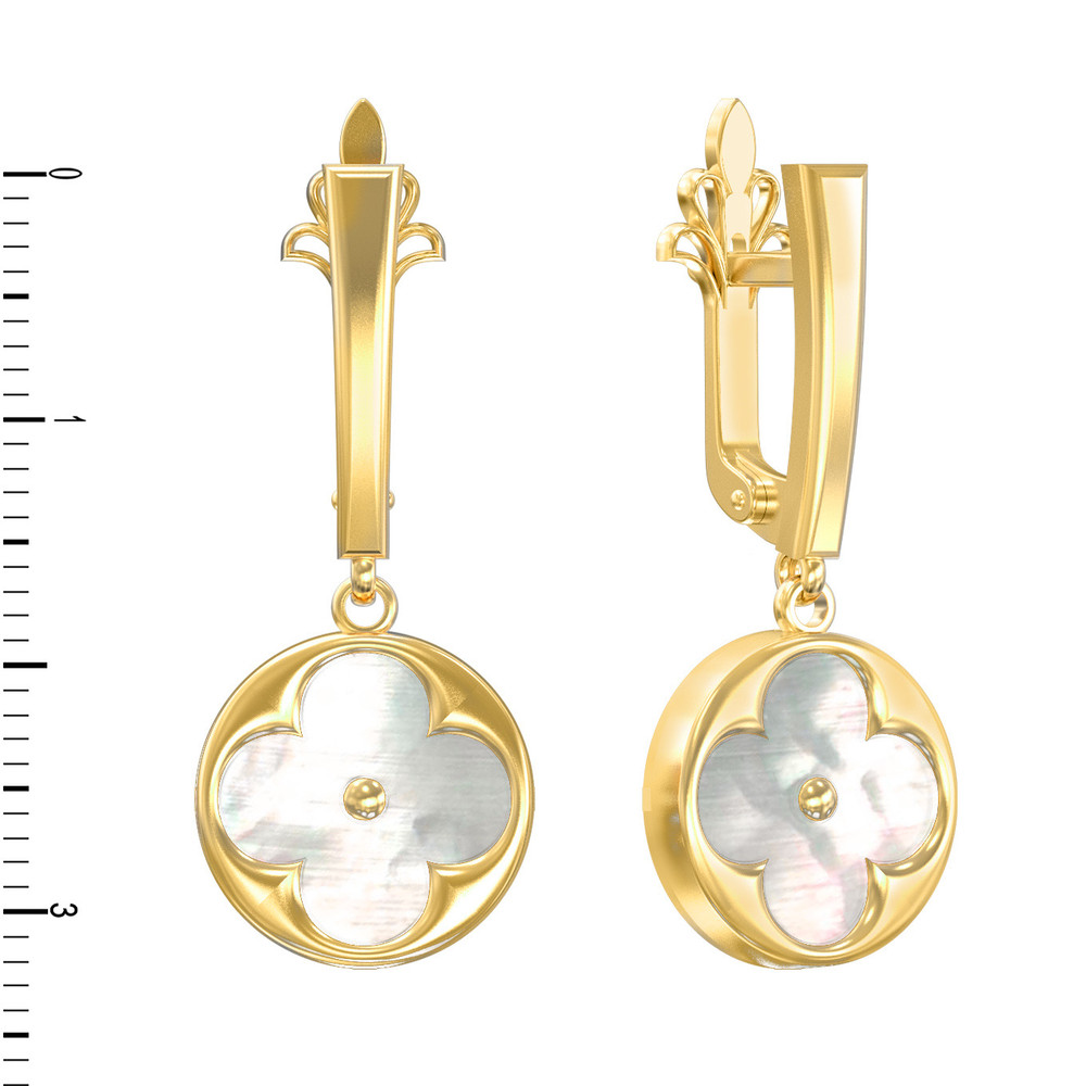 Серьги из лимонного золота c перламутром