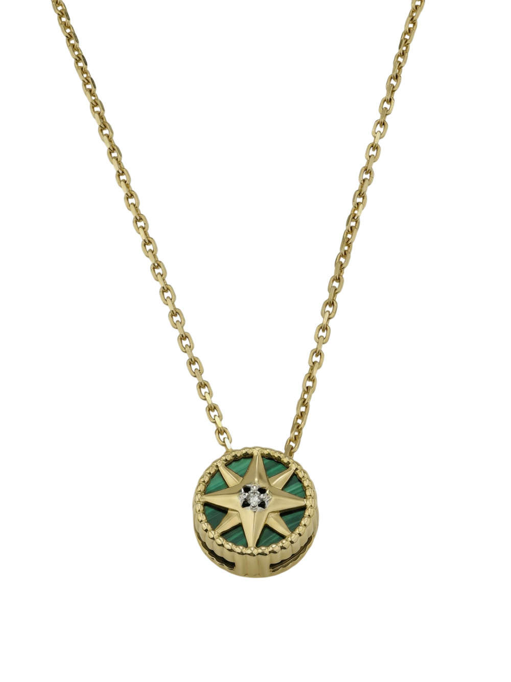 Колье из лимонного золота c бриллиантами и малахитом