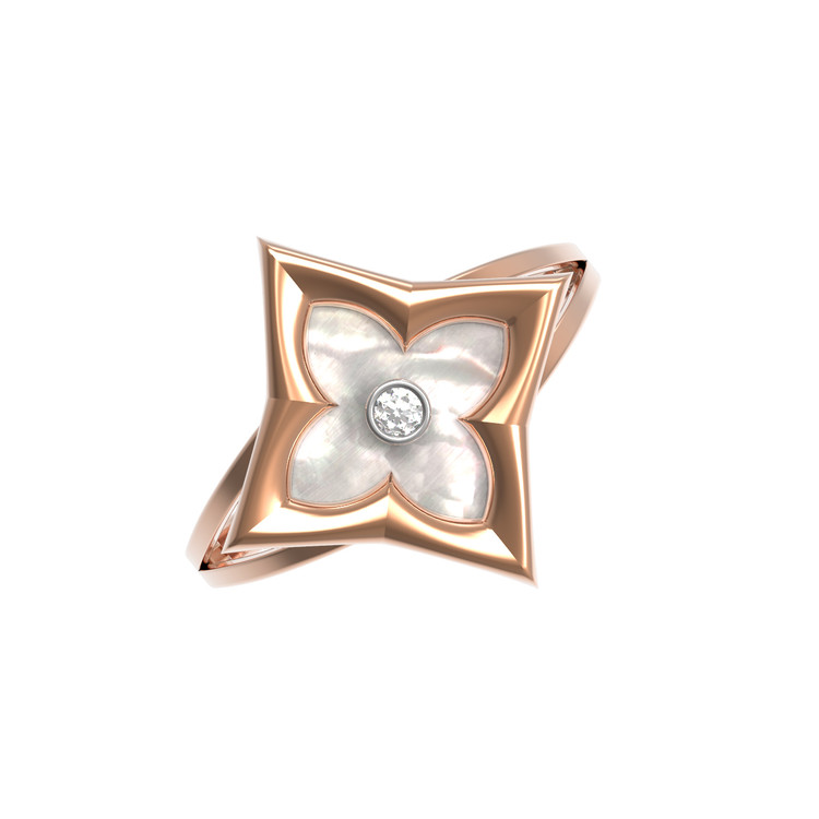 Кольцо из золота c бриллиантами и перламутром