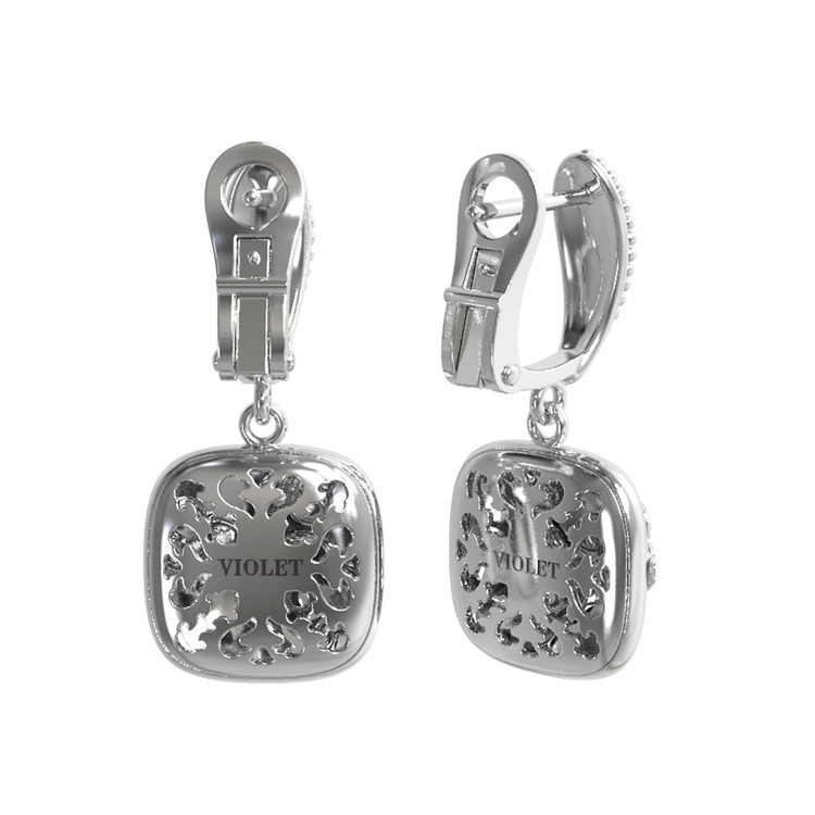 Серьги из белого золота c бриллиантами и ониксом