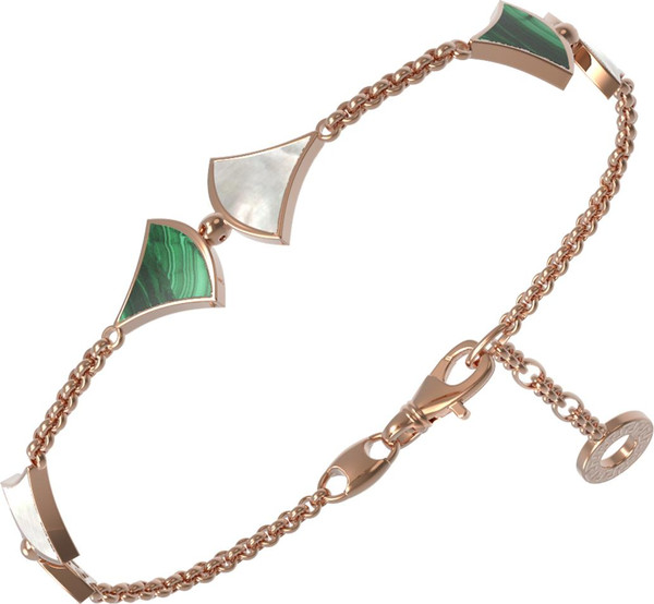 Браслет из золота c малахитом и перламутром