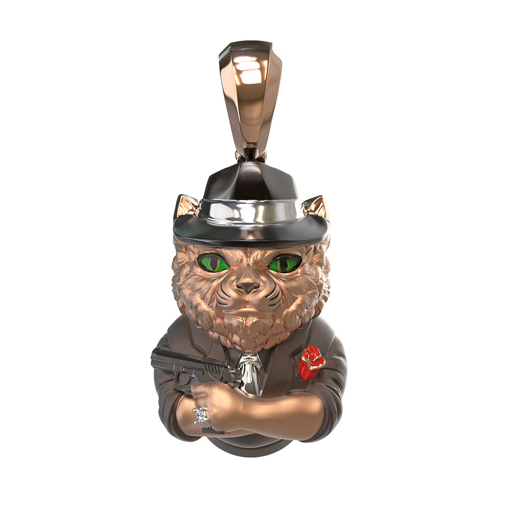 Подвеска из золота c эмаль , бриллиантами и рубином