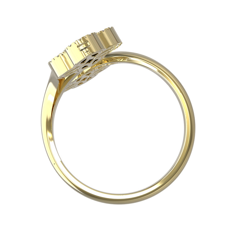 Кольцо из лимонного золота c бриллиантами, ониксом и перламутром