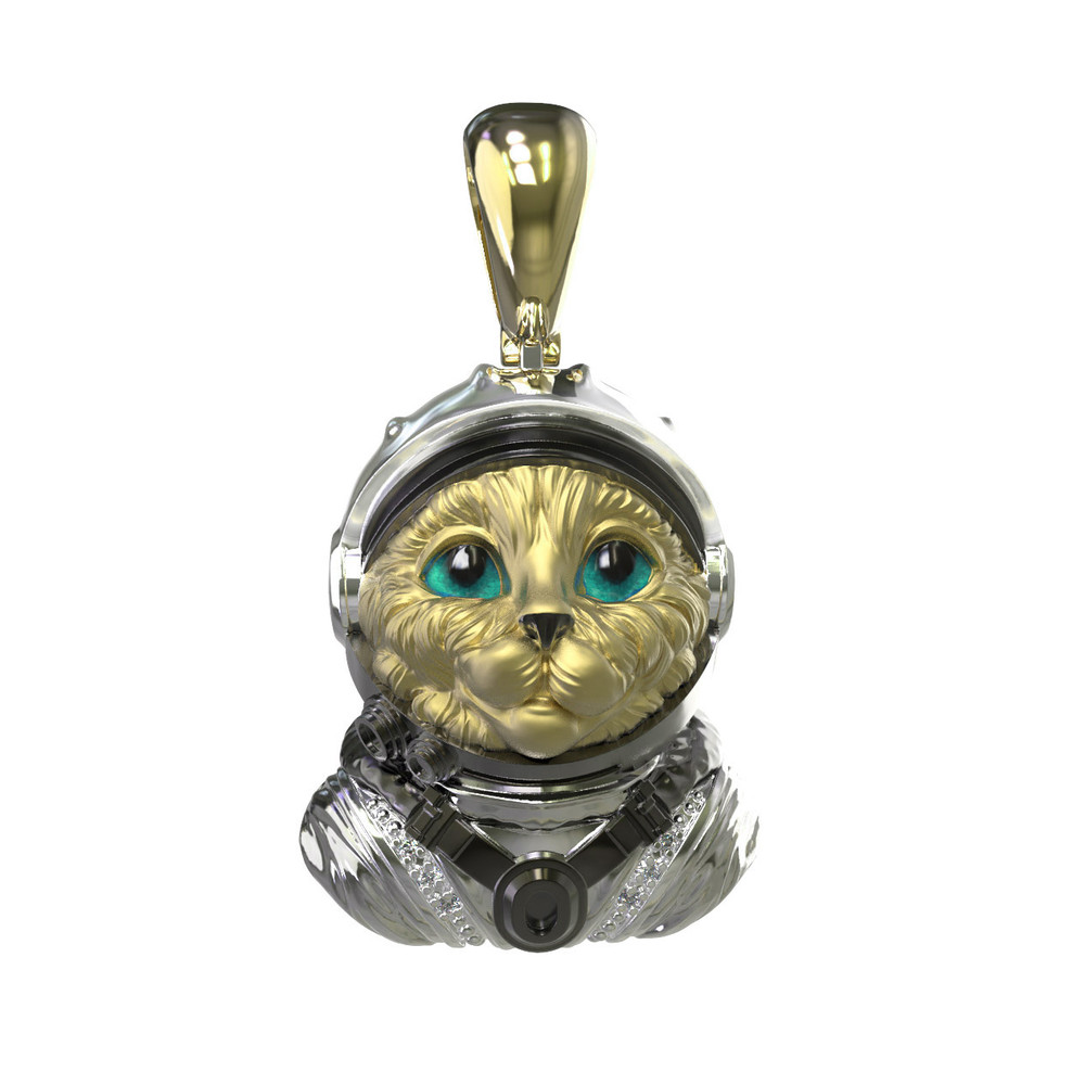 Подвеска из лимонного золота c эмаль , бриллиантами и рубином