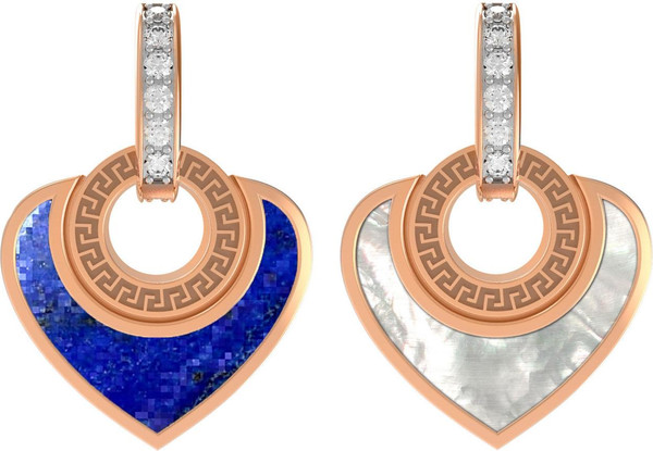 Подвеска из золота c фианитом, лазуритом и перламутром