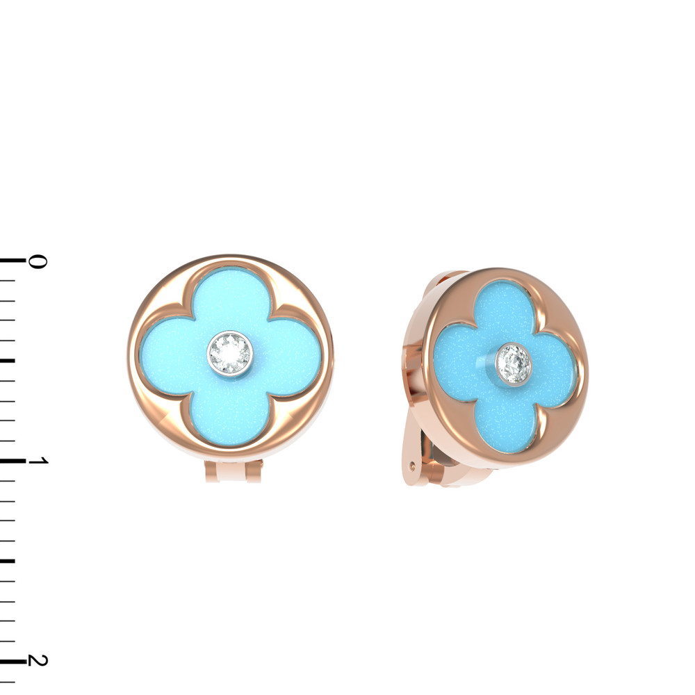 Серьги из золота c бриллиантами и бирюзой