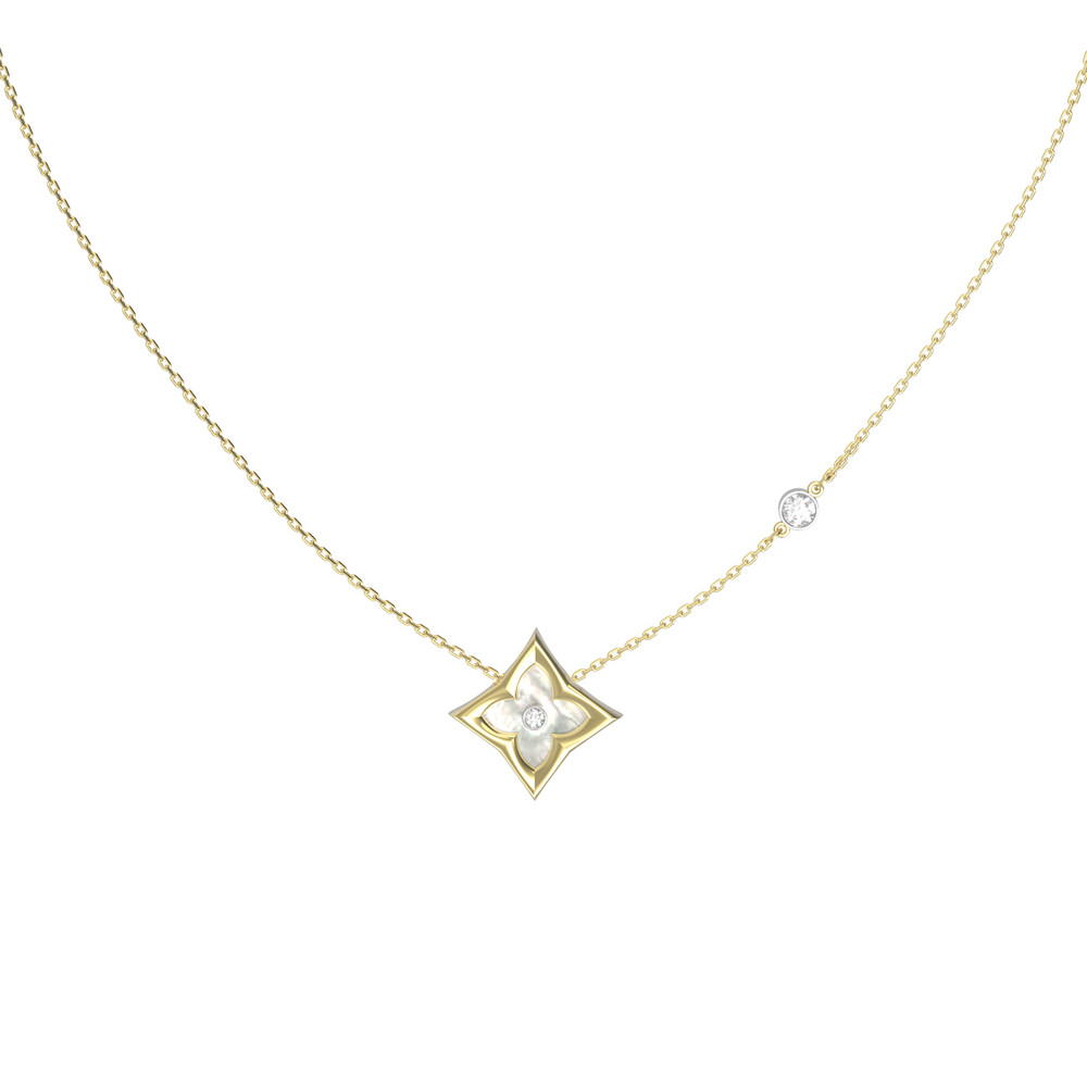 Колье из лимонного золота c бриллиантами и перламутром