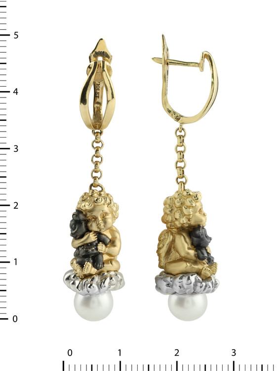 Серьги из лимонного золота c жемчугом