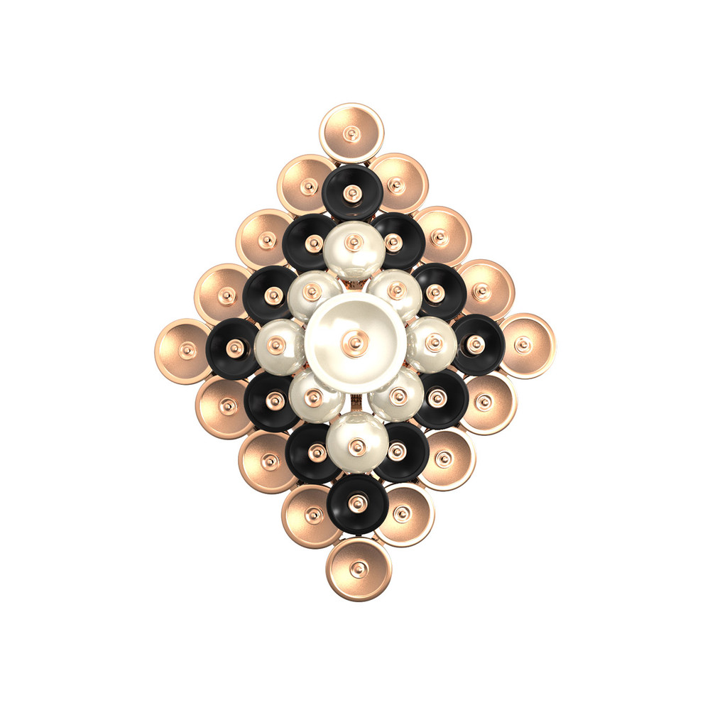 Кольцо из золота c ониксом и перламутром