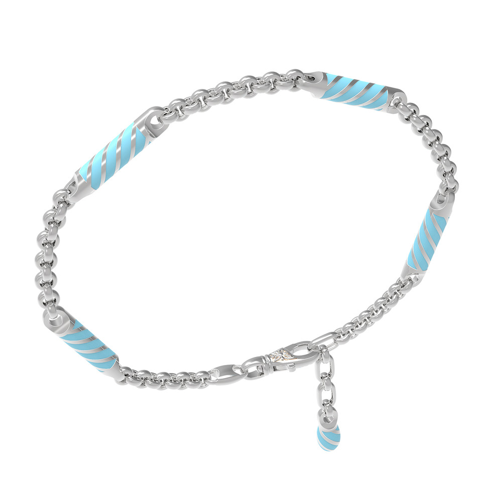 Браслет из белого золота c эмаль