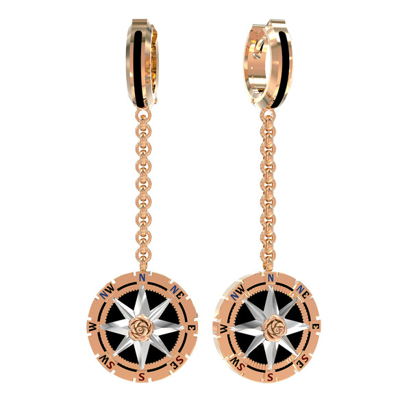 Серьги из золота c эмаль и ониксом