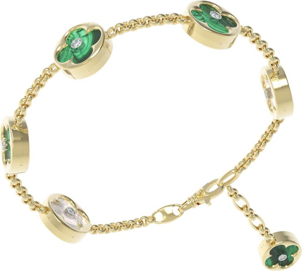 Браслет из лимонного золота c бриллиантами, малахитом и перламутром