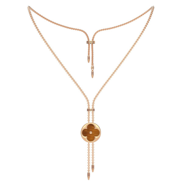 Колье из золота c тигровым глазом и перламутром