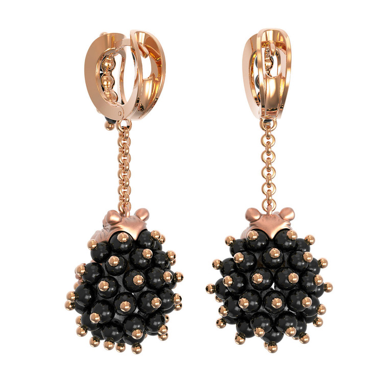 Серьги из золота c эмалью и ониксом