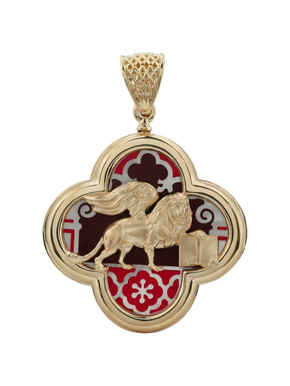 Подвеска из золота c эмаль и перламутром