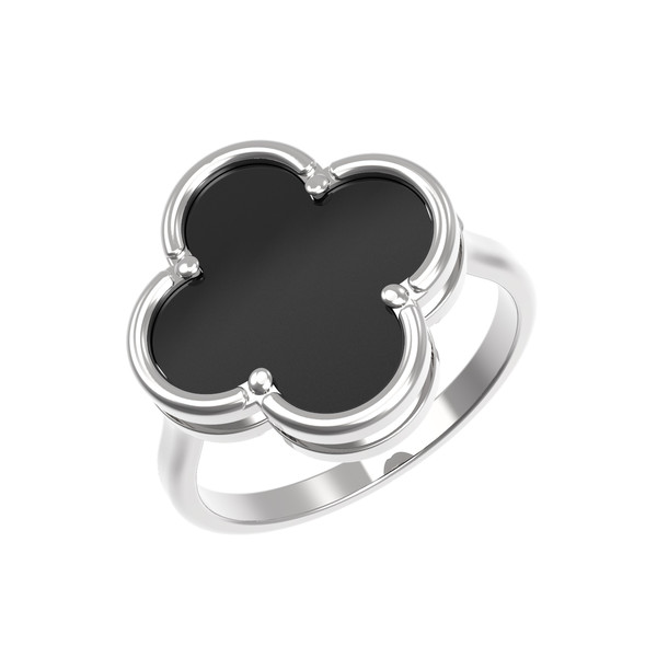 Кольцо из белого золота c ониксом