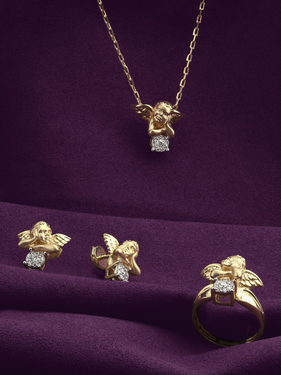 Колье из лимонного золота c бриллиантами