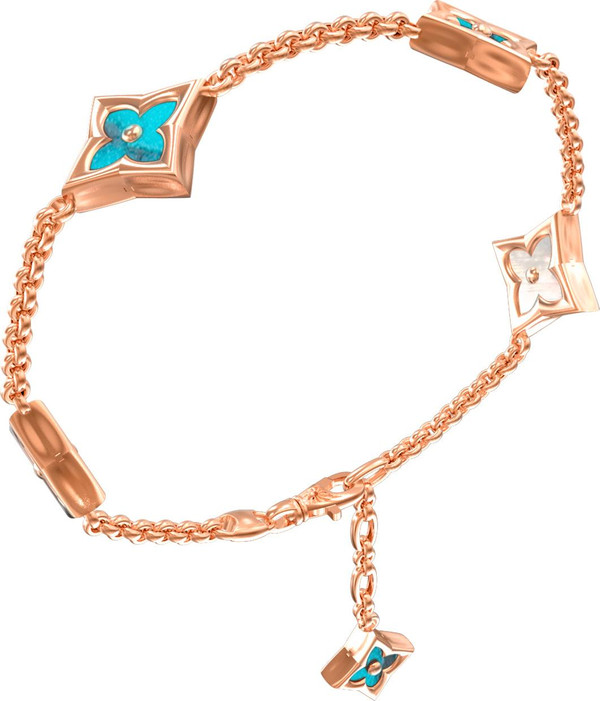 Браслет из золота c бирюзой и перламутром