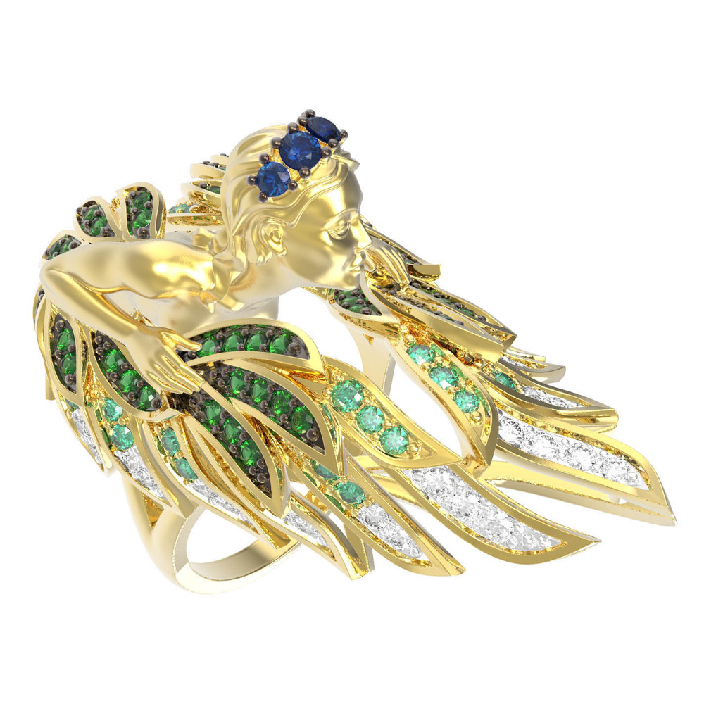 Кольцо из лимонного золота c фианитом