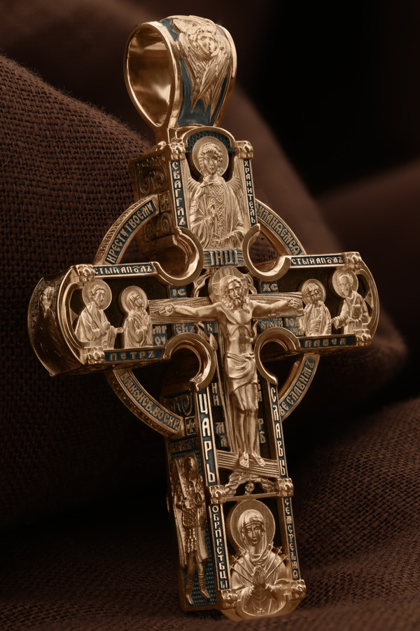 Крест из золота c эбеновым деревом