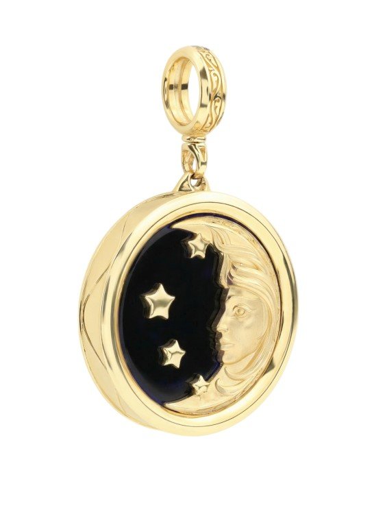 Подвеска из лимонного золота c ониксом и перламутром