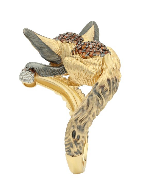 Кольцо из лимонного золота c эмаль и фианитом